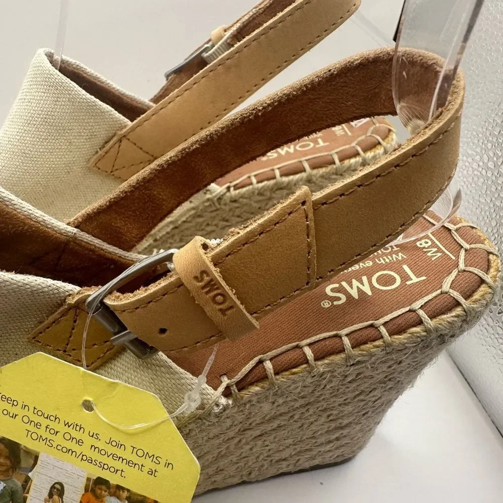 Tom’s Women's Monica Natural Hemp Cream Wedges Size 8 NWT